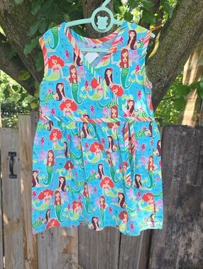Girls' Aqua Mermaid Print Wrap Dress -  Kids Casual